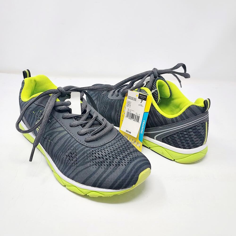 Jillian Michaels Gray w/Neon Yellow Lightweight Sneakers Size 7